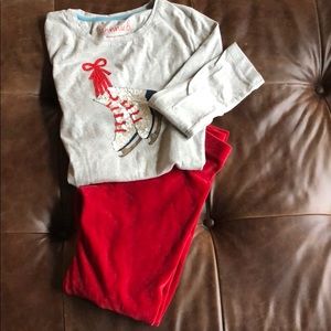 Mini Boden velour leggings and long sleeve shirt